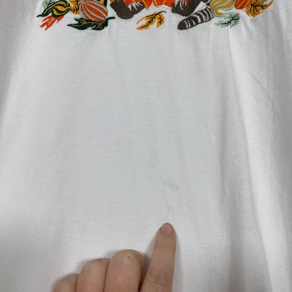 Vintage Womens Halloween Top Size XL Embroidered Pumpkin Cat Fall Long Sleeve - Picture 3 of 9